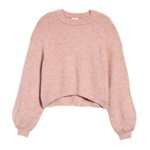 Women’s Topshop Knit Crop Raglan Sleeve Sweater, LIGHT PINK